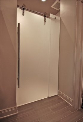 Sliding frosted glass door